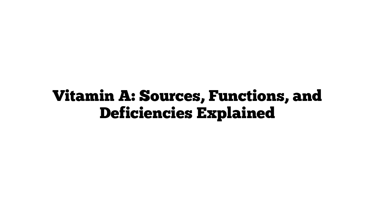 Vitamin A: Sources, Functions, and Deficiencies Explained